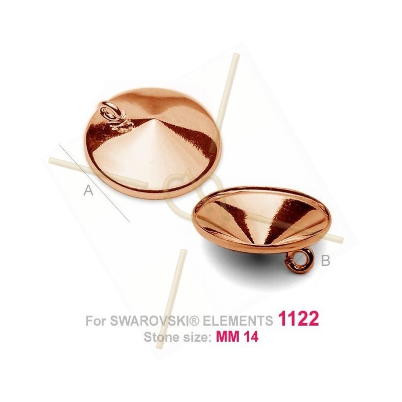 pendentif pour Swarovski 1122 14mm in Silver .925 Rose Gold