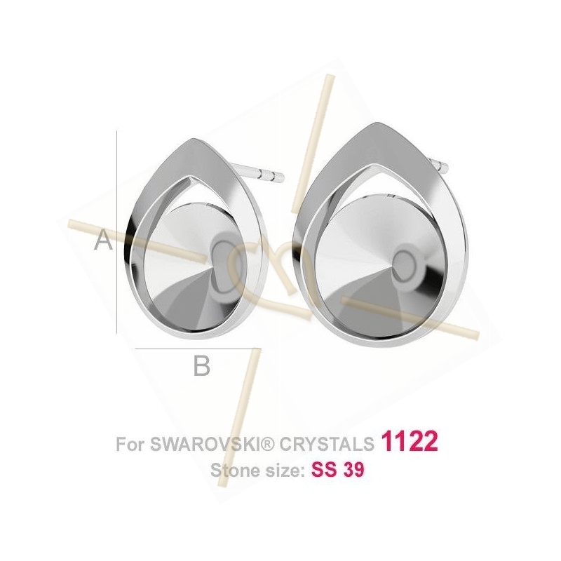 earrings silver .925  for Swarovski 1122 rivoli 8mm