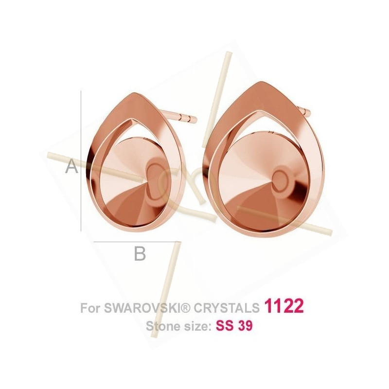 oorbellen zilver .925 voor Swarovski 1122 rivoli 8mm oorbellen zilver .925 voor Swarovski 1122 rivoli 8mm