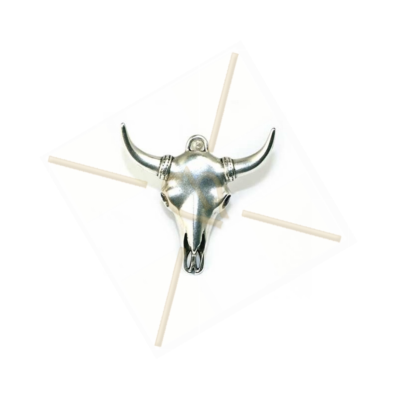 Skull bull 40mm Antique Silver