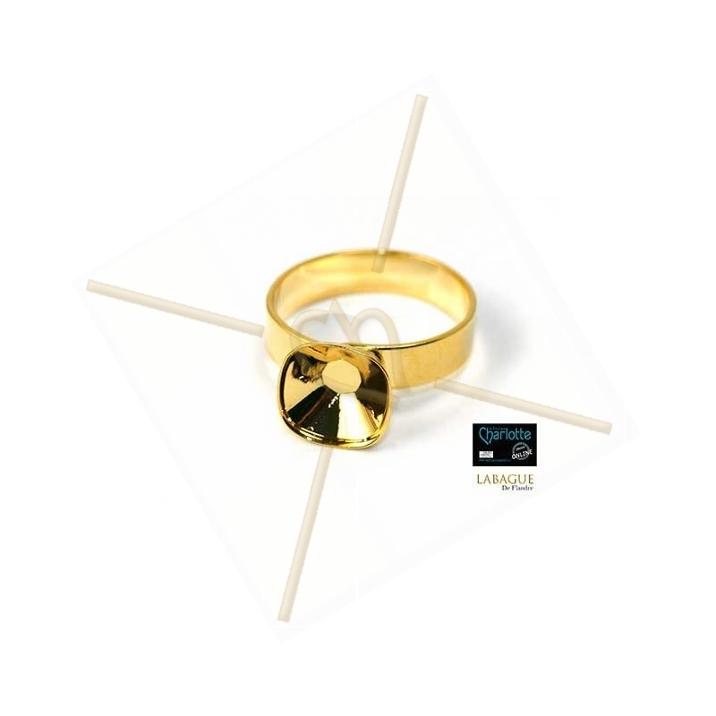 Ring gold color for Swarovski 4470 10*10mm