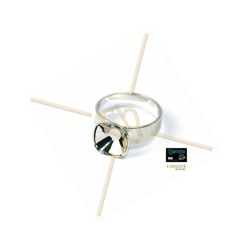 Ring rhodium voor Swarovski 4470 10*10mm