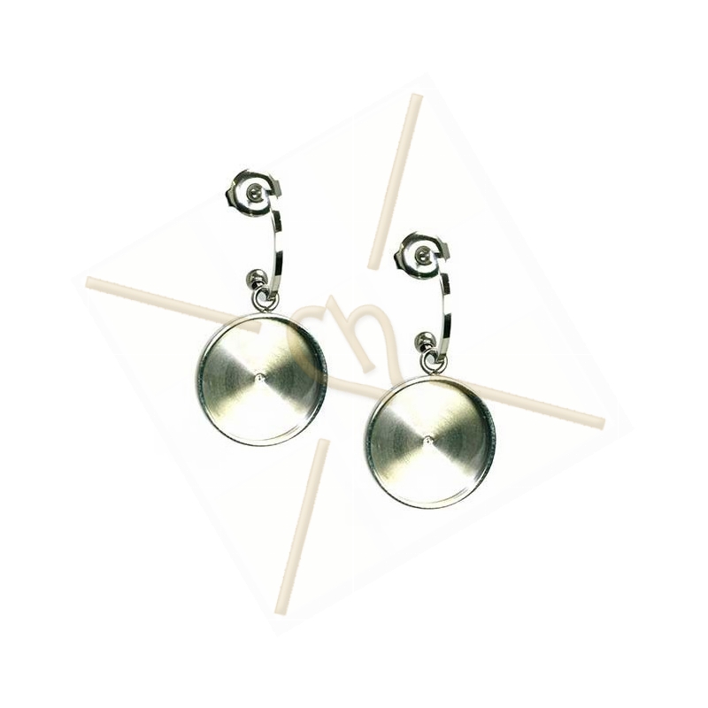 Boucles d'oreille acier Fashion rond 15mm Rhodium