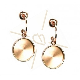 oorbellen staal fashion rond 15mm Rose Gold