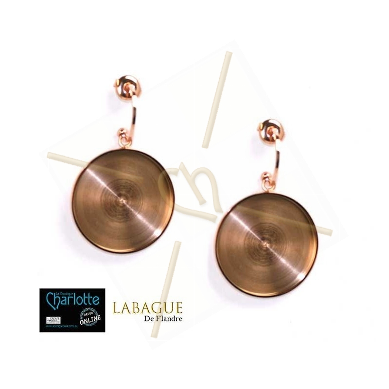 Boucles d'oreille acier Fashion rond 24mm Rose Gold