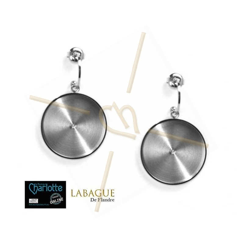 Earrings steel Fashion rond 24mm Rhodium