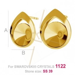 boucles d'oreille argent .925 pour Swarovski 1122 rivoli 8mm gold