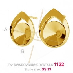 earrings silver .925  for Swarovski 1122 rivoli 8mm gold