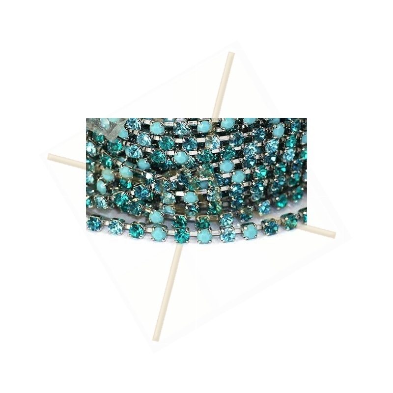 ketting staal met strass pp24 Turquoise