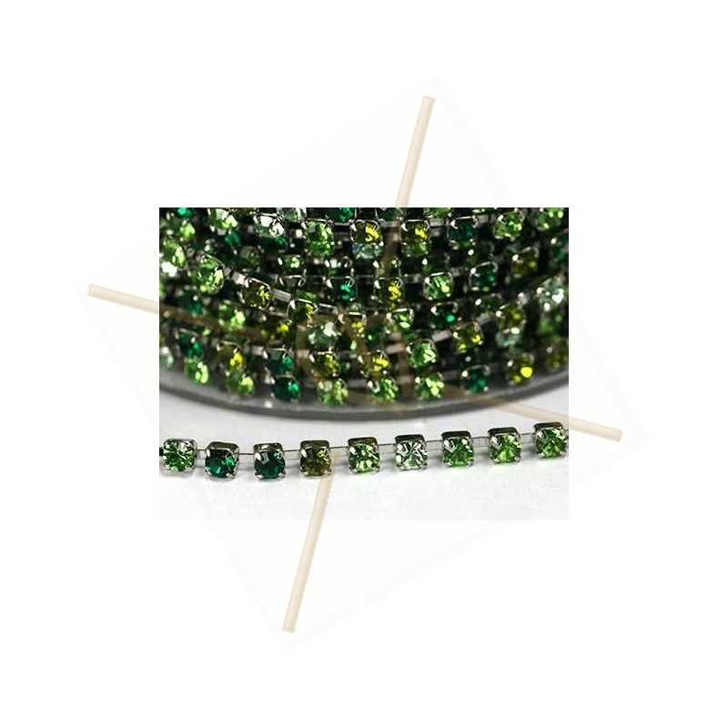 chaine acier avec strass sertie PP24 Vert