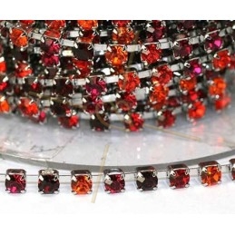 chaine acier avec strass sertie PP24 rouge