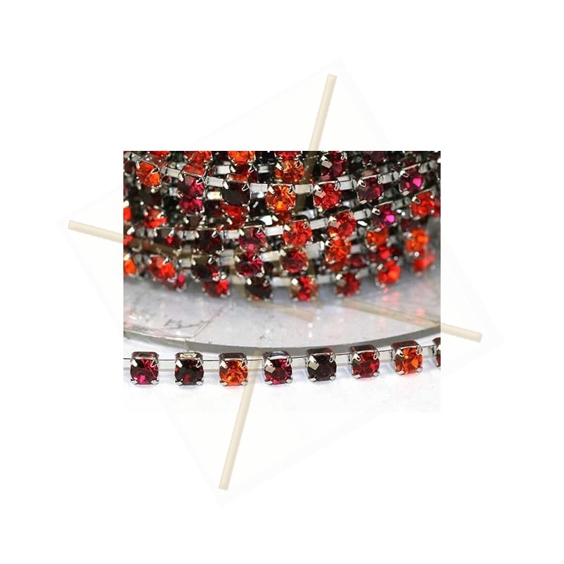 chaine acier avec strass sertie PP24 rouge