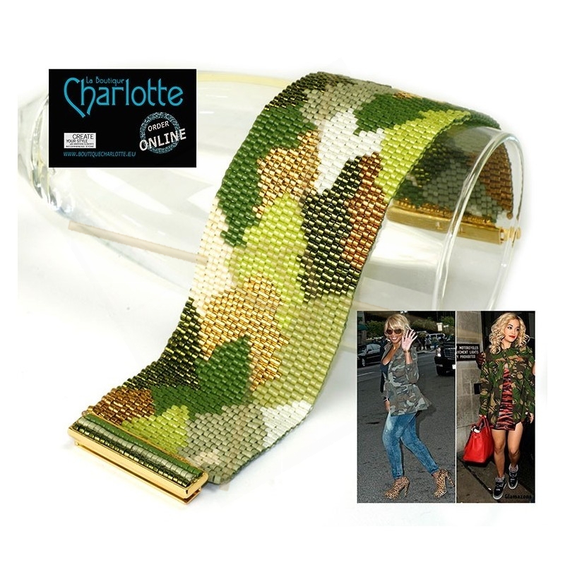 kit Double Peyote bracelet Camouflage Green