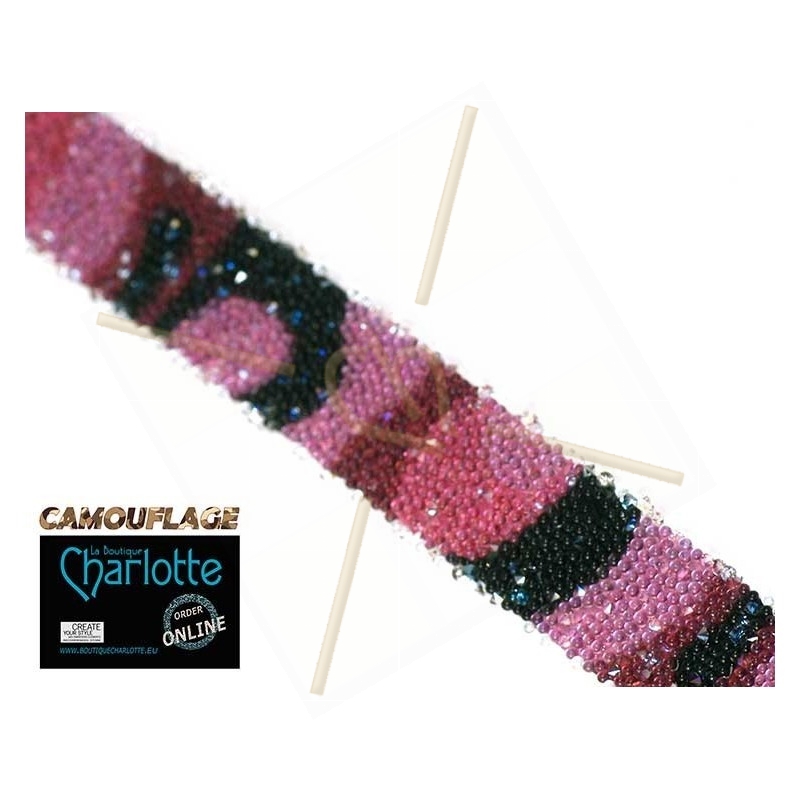 Swarovski Crystal Fabric 10mm camouflage Pink