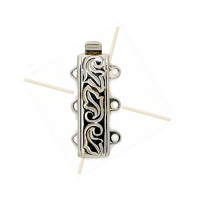 Fermoir Neumann Claspgarten 3-rangs rhodium