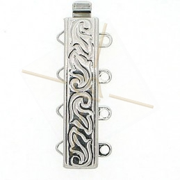 Clasp slider 4-row rhodium