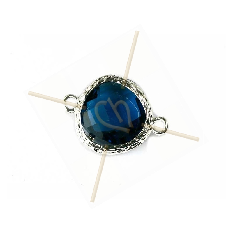 intercalaire 2 anneaux argenté facetté, imit. gemstone 20mm montana