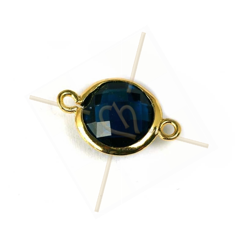 intercalaire ronde 2 anneaux doré facetté, imit. gemstone 20mm montana