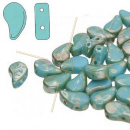 Paisley Duo Perles en Verre 2-trous goutte Turquoise Blue Rembrandt